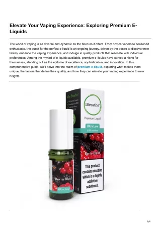 elevate your vaping experience exploring premium