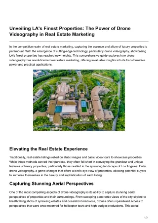 Unveiling LAs Finest Properties The Power of Drone Videography in Real Estate Marketing