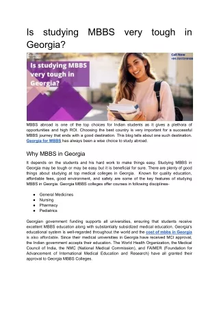 Is studying MBBS very tough in Georgia_