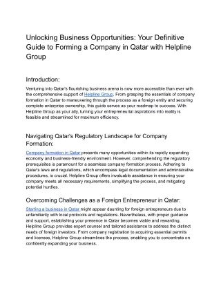 Unlocking Business Opportunities_ Your Definitive Guide to Forming a Company in Qatar with Helpline Group