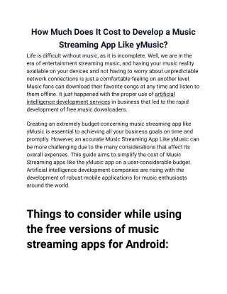 How Much Does It Cost to Develop a Music Streaming App Like yMusic
