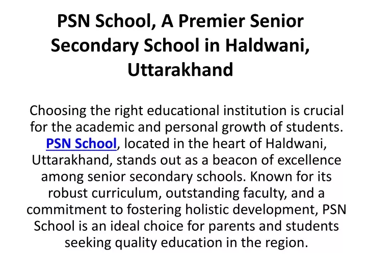 psn school a premier senior secondary school in haldwani uttarakhand