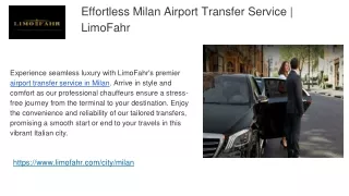 Effortless Milan Airport Transfer Service _ LimoFahr