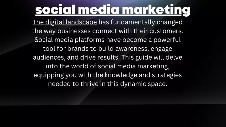 social media marketing the digital landscape