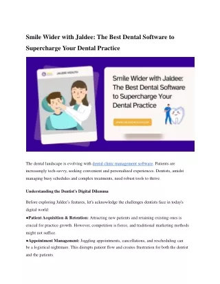 Smile Wider with Jaldee The Best Dental Software to Supercharge Your Dental Practice