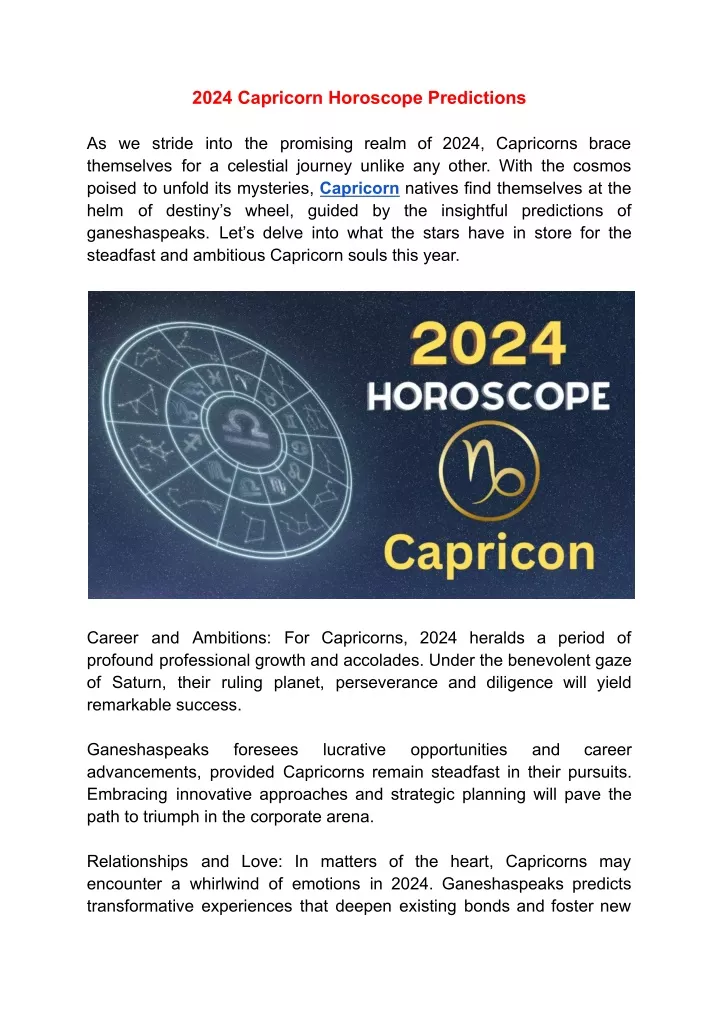 2024 capricorn horoscope predictions