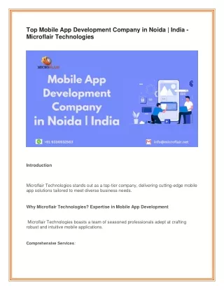 Top Mobile App Development Company in Noida | India