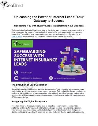 Unleashing the Power of Internet Leads