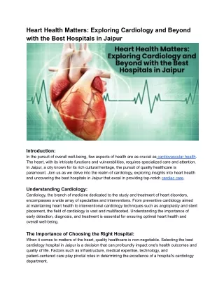 heart health matters exploring cardiology