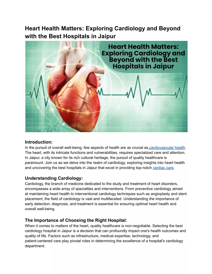 heart health matters exploring cardiology