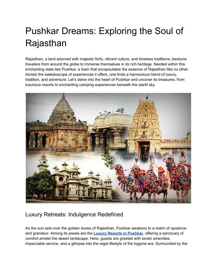pushkar dreams exploring the soul of rajasthan