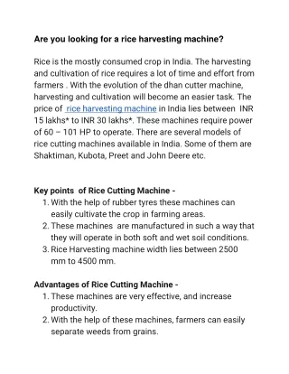 Are you looking for a rice harvesting machine_
