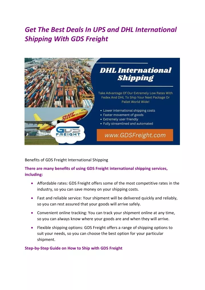 get the best deals in ups and dhl international