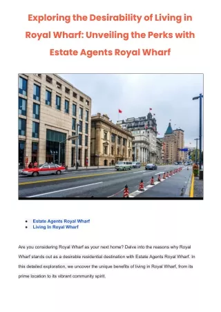 Exploring the Desirability of Living in Royal Wharf_ Unveiling the Perks with Estate Agents Royal Wharf