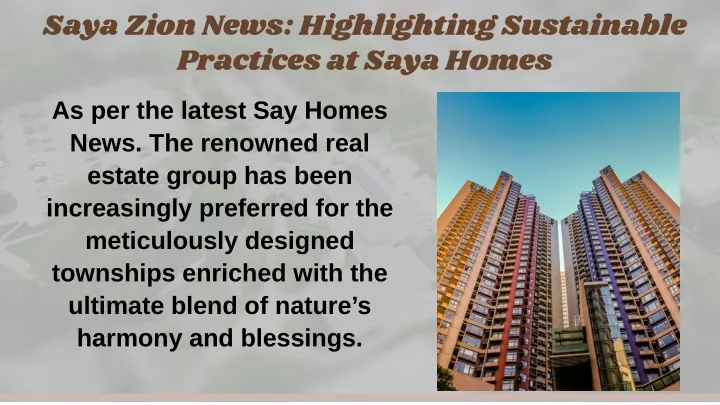 saya zion news highlighting sustainable practices