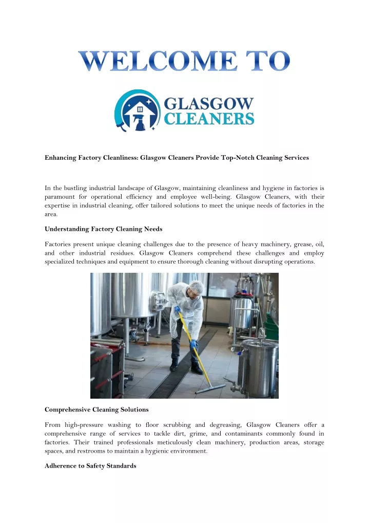 enhancing factory cleanliness glasgow cleaners
