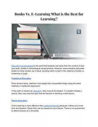 Books Vs. E-Learning What is the Best for Learning_