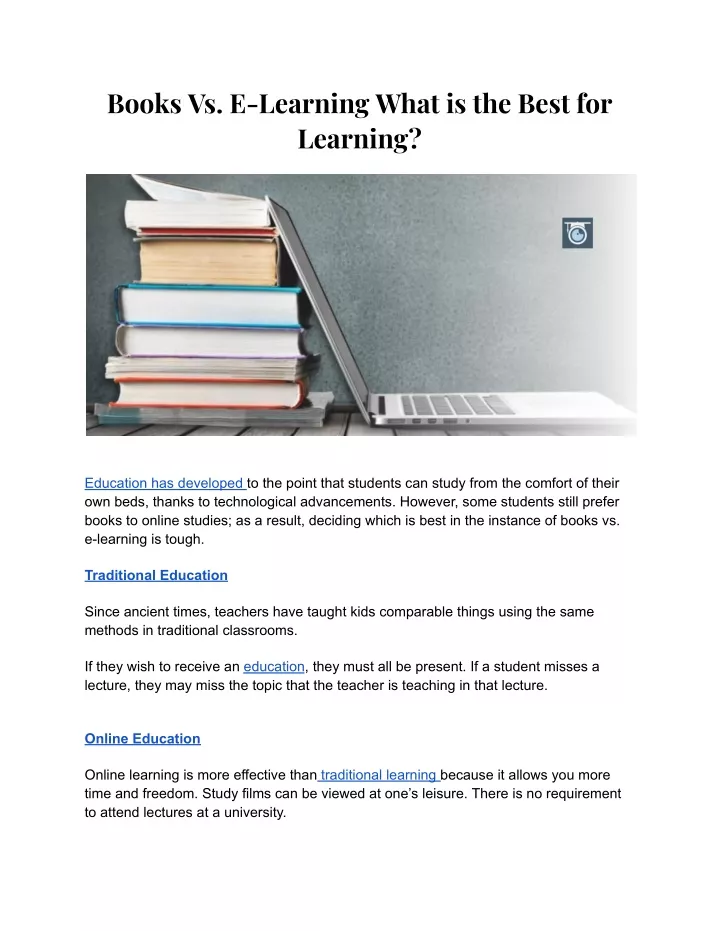 books vs e learning what is the best for learning