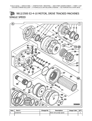 JCB 1110T Robot Parts Catalogue Manual (Serial Number  01407000-01409999)