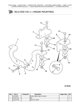 JCB 1110THF Robot Parts Catalogue Manual (Serial Number  01407000-01409999)