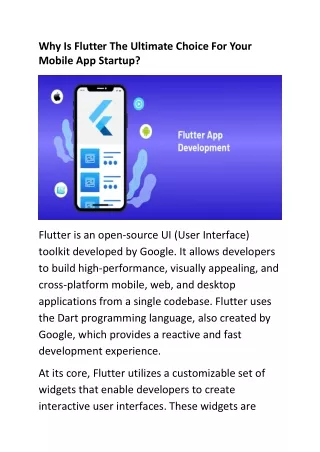 Why Is Flutter The Ultimate Choice For Your Mobile App Startup