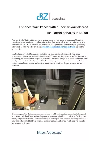 Soundproof Insulation Services in Dubai