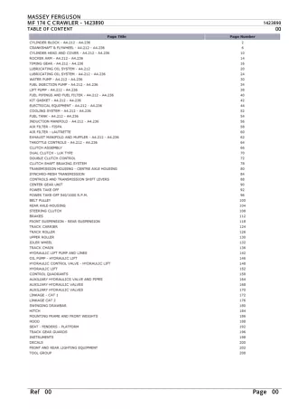 Massey Ferguson MF 174 C CRAWLER Parts Catalogue Manual Instant Download