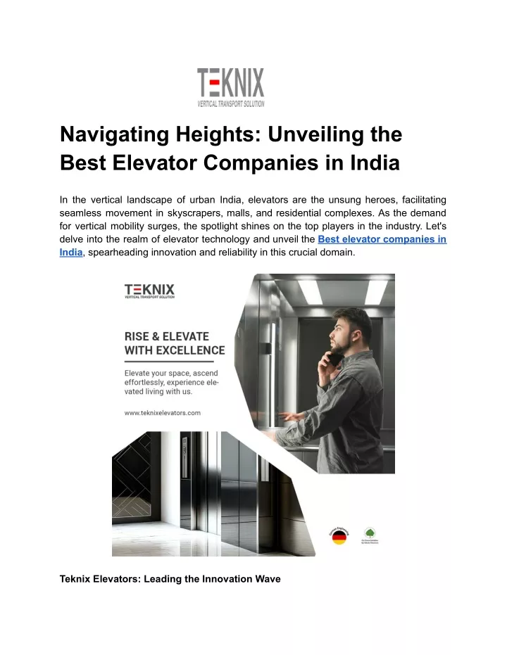 navigating heights unveiling the best elevator