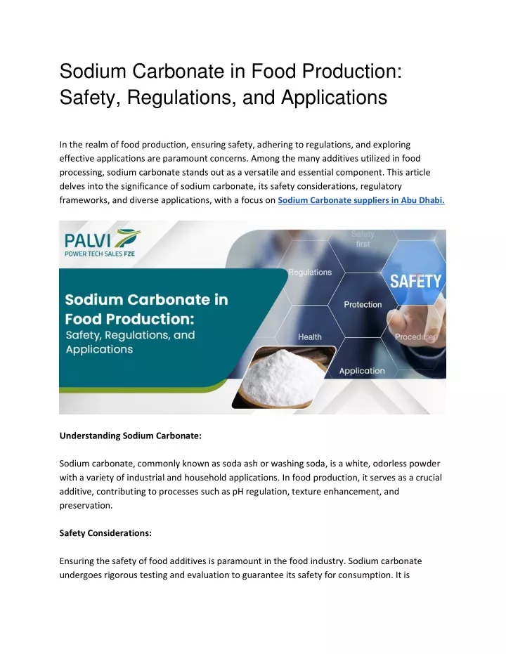 sodium carbonate in food production safety