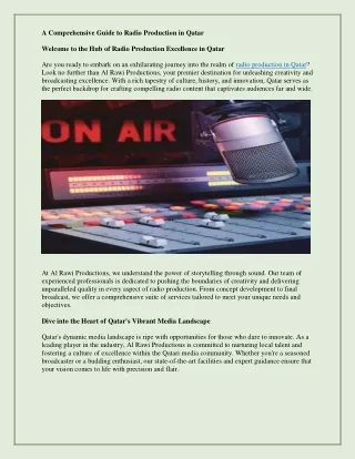 A Comprehensive Guide to Radio Production in Qatar