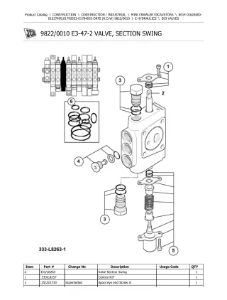 JCB 8014 ORFS (R.O.W) Mini Crawler Excavator Parts Catalogue Manual (Serial Number 01792933-01794933)