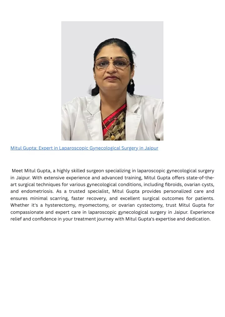 mitul gupta expert in laparoscopic gynecological