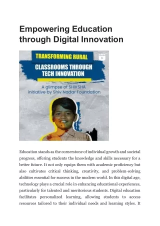 Empowering Education  through Digital Innovation