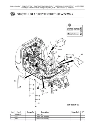 JCB 8016 ORFS (R.O.W) Mini Crawler Excavator Parts Catalogue Manual (Serial Number 01703600-01703999)