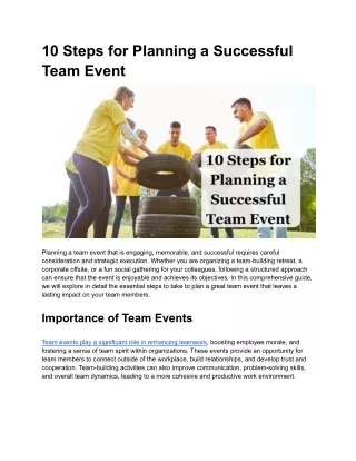 10 Steps for Planning a Successful Team Event