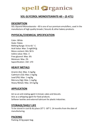 Glycerol Monostearate (GMS) Manufacturer and Supplier in India