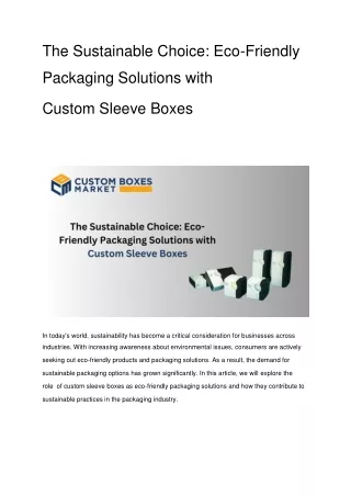 The Sustainable Choice: Eco-Friendly Packaging Solutions with Custom Sleeve Box