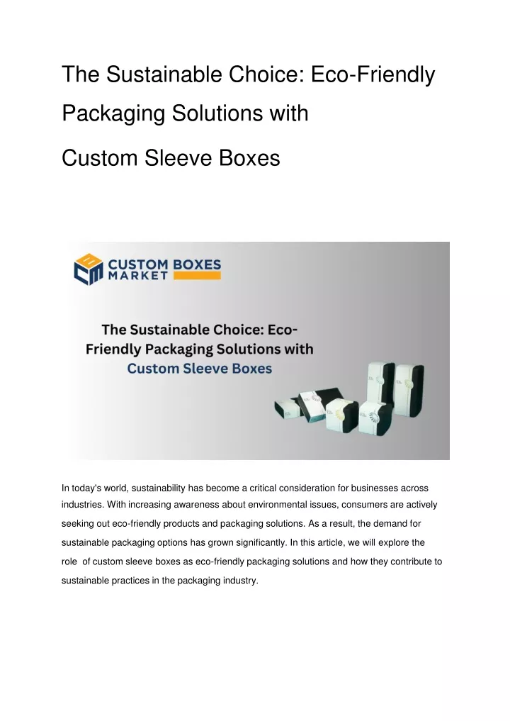 the sustainable choice eco friendly packaging solutions with custom sleeve boxes