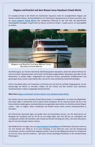 Erstklassiger Komfort auf dem Wasser luxus Hausboot Urlaub Muritz