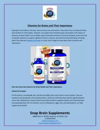 Vitamins for Brains and Their Importance