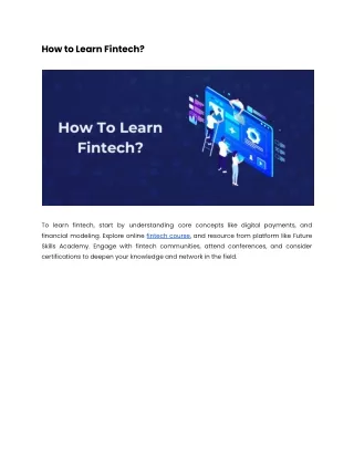 How to Learn Fintech_