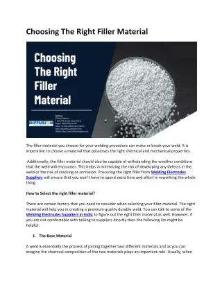 Choosing The Right Filler Materia