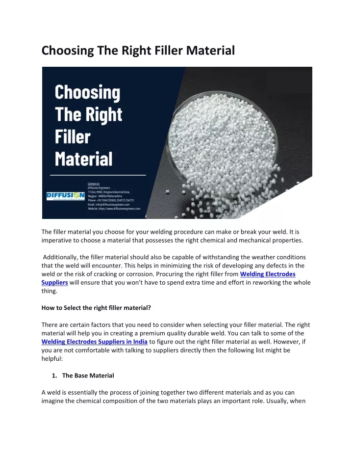 choosing the right filler material