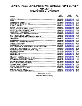 YALE C875 GTP20VX LIFT TRUCK Service Repair Manual