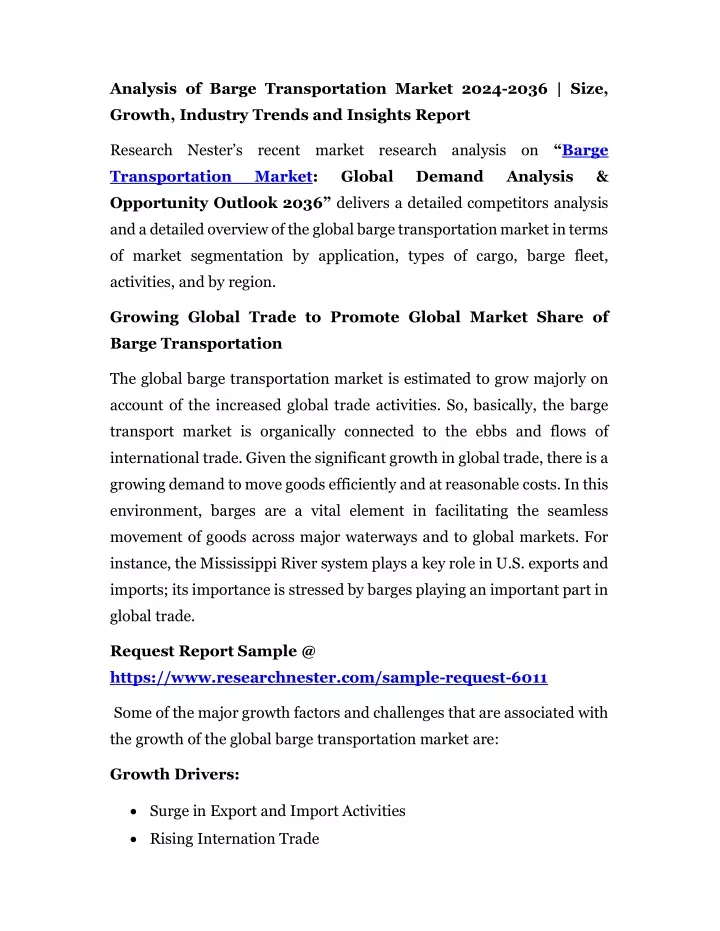 analysis of barge transportation market 2024 2036