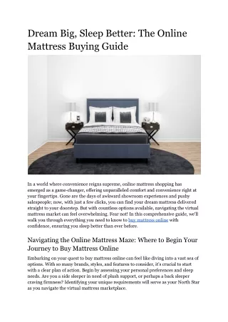 Dream Big, Sleep Better_ The Online Mattress Buying Guide