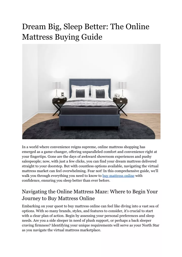 dream big sleep better the online mattress buying