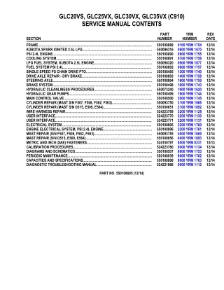 YALE C910 GLC20VS LIFT TRUCK Service Repair Manual