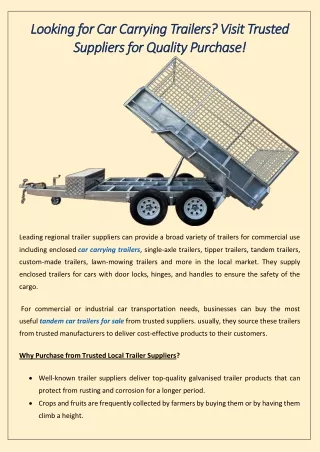 Looking for Car Carrying Trailers Visit Trusted Suppliers for Quality Purchase!