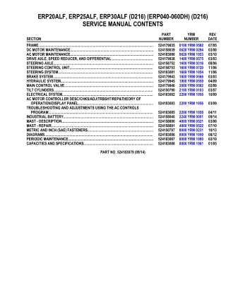 YALE D216 ERP20ALF (ERP040-060DH) LIFT TRUCK Service Repair Manual